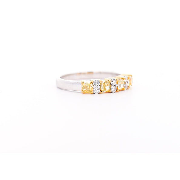 1 Carat TW Natural Cushion Fancy Yellow Diamond 5-Stone Band