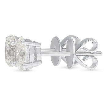 1 Carat Total Oval Cut 18K White Gold Solitaire 4-Prong Stud Earrings – Assay Jewelers
