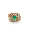 1 Karat Vintage Cabochon-Schliff Natürlicher Smaragd Ring in 18k Gelbgold