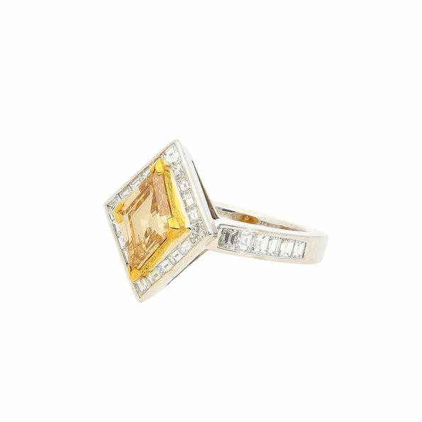 1 carat GIA certified Fancy Yellow Lozenge-cut Diamond Ring