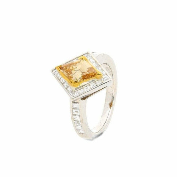 1 carat GIA certified Fancy Yellow Lozenge-cut Diamond Ring