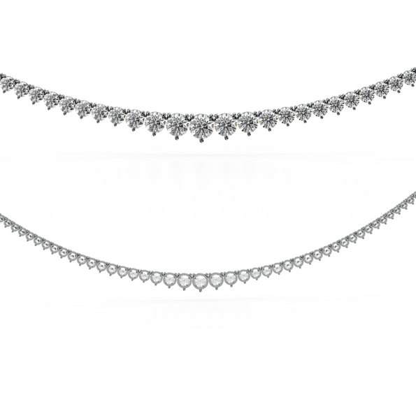 10-30 Carat Total Diamond 14K White Gold Graduating Riviera Tennis Necklace