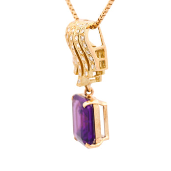 10 Carat Emerald Cut Amethyst and Diamond Pave 18K Gold Drop Pendant – Assay Jewelers