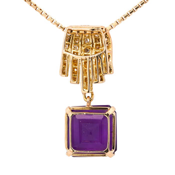 10 Carat Emerald Cut Amethyst and Diamond Pave 18K Gold Drop Pendant – Assay Jewelers