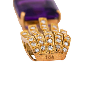 10 Carat Emerald Cut Amethyst and Diamond Pave 18K Gold Drop Pendant – Assay Jewelers