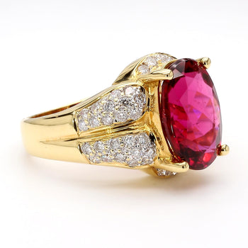 10 Carat Rubellite Tourmaline Diamond 18K Gold Vintage Cocktail Ring – Assay Jewelers