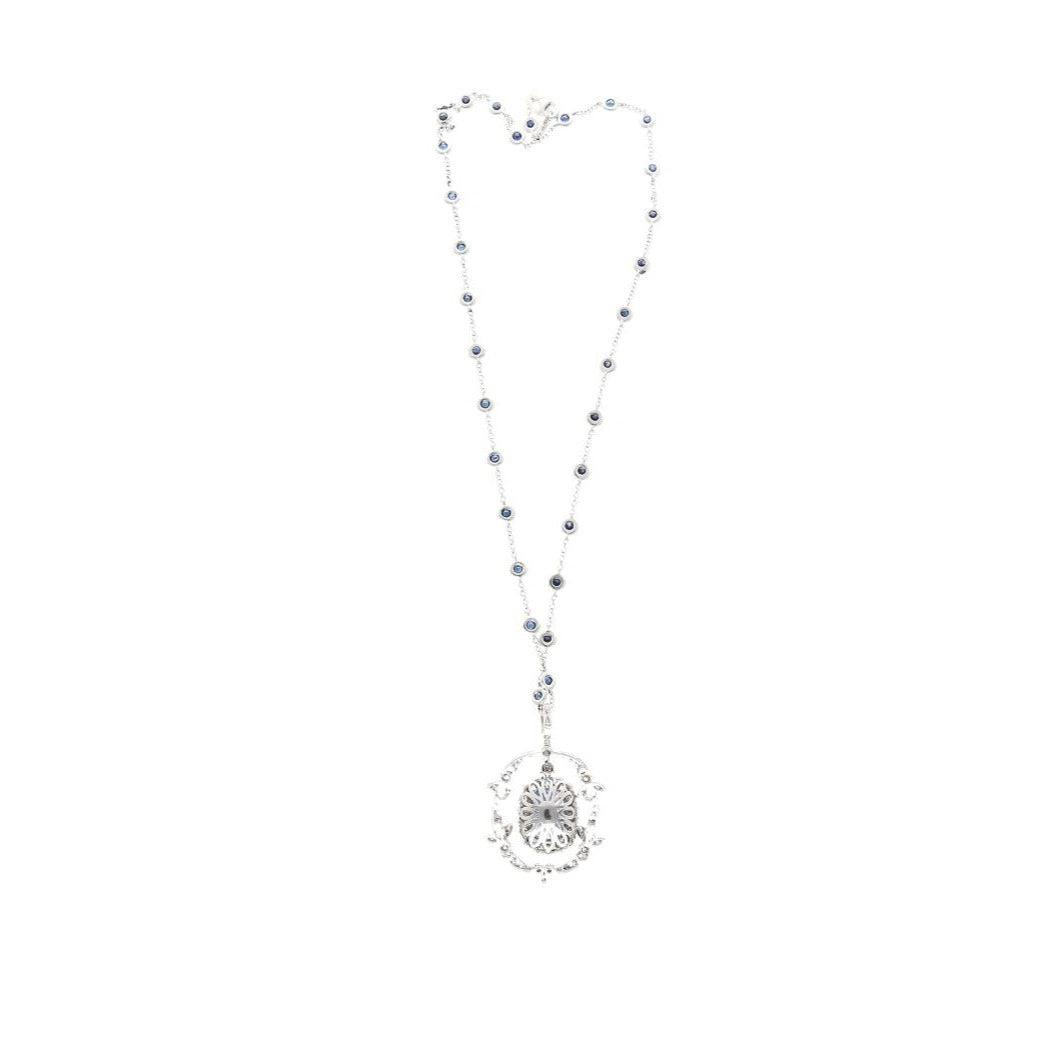 10.36 Carat Oval Cut No Heat Sri Lanka Blue Sapphire Drop Pendant Necklace