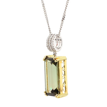 10.52 Carat Forest Green Tourmaline Emerald Cut 18K Gold Pendant Necklace – Assay Jewelers