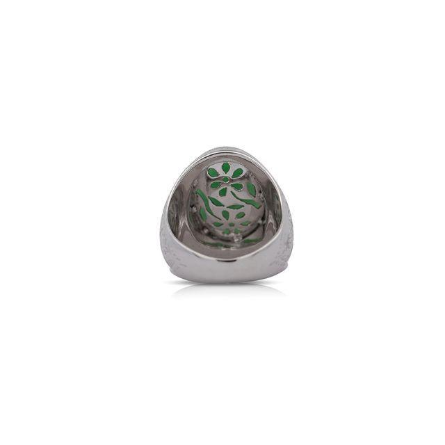 11 Carat Grade A Jadeite Jade Fei Cui Bezel Set Unisex Solitaire Ring