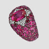 11 Carat Oval Cut Burma Pink Ruby & Diamond Cluster Dome Ring