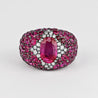 11 Carat Oval Cut Burma Pink Ruby & Diamond Cluster Dome Ring