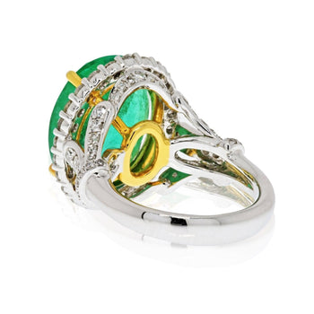 Bague en émeraude colombienne et diamants de 11 carats en or blanc massif 18 carats – Assay Jewelers