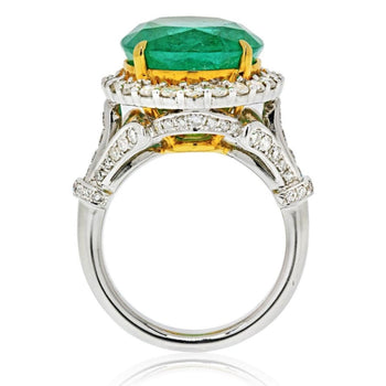 Bague en or blanc massif 18k avec émeraude colombienne de 11 carats et diamant – Assay Jewelers