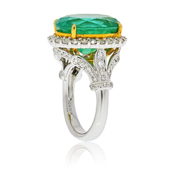 Bague en or blanc massif 18k avec émeraude colombienne de 11 carats et diamants – Assay Jewelers