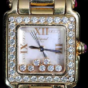 Chopard Happy Sport 27/6851-21/11 Diamond and Ruby 18K Rose Gold Full Set Watch – Assay Jewelers