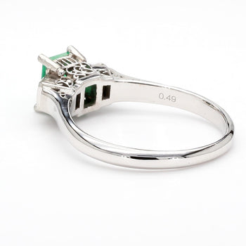 1/2 Carat Emerald and Baguette Diamond 3 Stone Platinum Ring – Assay Jewelers