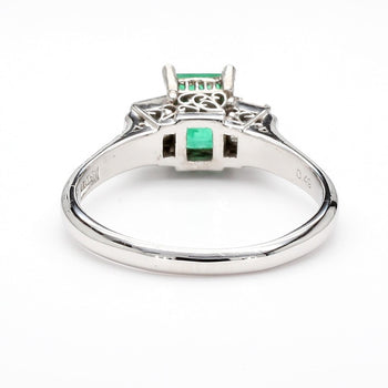 1/2 Carat Emerald and Baguette Diamond 3 Stone Platinum Ring – Assay Jewelers