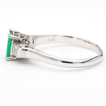 1/2 Carat Emerald and Baguette Diamond 3 Stone Platinum Ring – Assay Jewelers