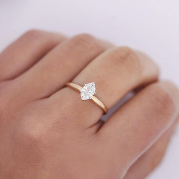 Bague solitaire diamant marquise 1/2 carat en or 14K bicolore – Assay Jewelers