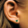 1/2 Carat Natural Emerald Stud Earrings 4mm 4-Prong 14K Gold