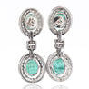 12 Carat Natural Oval Emerald & Rose-Cut Diamond Drop Earrings in 18K White Gold
