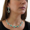 12 Carat Natural Oval Emerald & Rose-Cut Diamond Drop Earrings in 18K White Gold