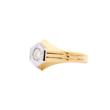 Bague solitaire unisexe ronde en diamant de 1/2 carat en or jaune 14K – Assay Jewelers