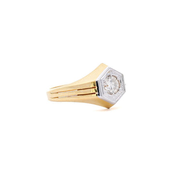 Bague solitaire unisexe en or jaune 14K avec diamant rond de 1/2 carat – Assay Jewelers