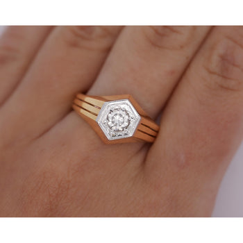 1/2 carat Bague solitaire unisexe avec diamant rond en or jaune 14K – Assay Jewelers