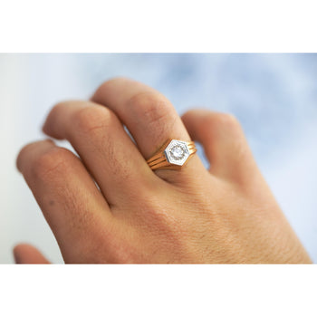 Bague unisexe solitaire en diamant rond 1/2 carat en or jaune 14K – Assay Jewelers