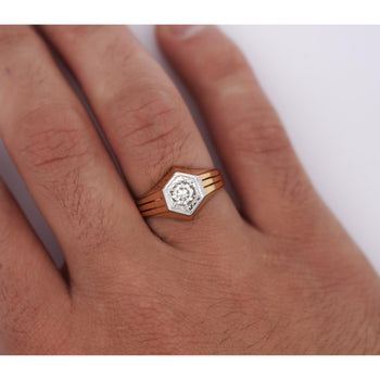 Bague solitaire unisexe avec diamant rond de 1/2 carat en or jaune 14K – Assay Jewelers