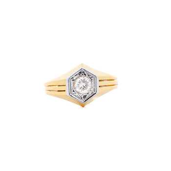 Bague solitaire unisexe en diamant rond de 1/2 carat, en or jaune 14K – Assay Jewelers