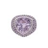 خاتم Ring من ذهب أبيض عيار 14K، بتصميم قبة مرصع بحجر الجمشت الوردي 12.50 قيراط، بتقطيع ترليون ونقشة شطرنج
