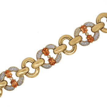 12.75 Carat Oval Spessartine Garnet & Diamond 18K Gold Wide Oval Link Bracelet – Assay Jewelers