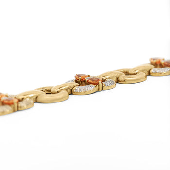 12.75 Carat Oval Spessartine Garnet & Diamond 18K Gold Wide Oval Link Bracelet – Assay Jewelers