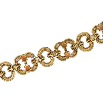 12.75 Carat Oval Spessartine Garnet & Diamond 18K Gold Wide Oval Link Bracelet – Assay Jewelers