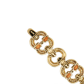 12.75 Carat Oval Spessartine Garnet & Diamond 18K Gold Wide Oval Link Bracelet – Assay Jewelers