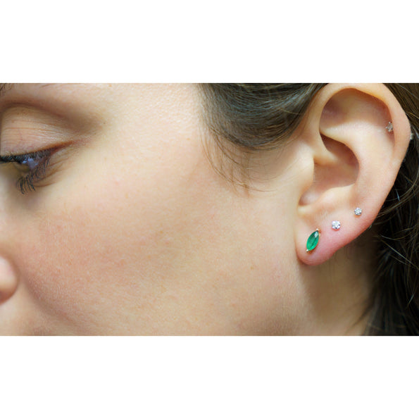 Half Carat Natural Emerald Marquise Stud Earrings in 14K Gold