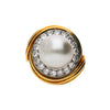 12mm South Sea Pearl & 1.38 Carat Diamond Halo Trio 18K Two Tone Gold Dome Ring
