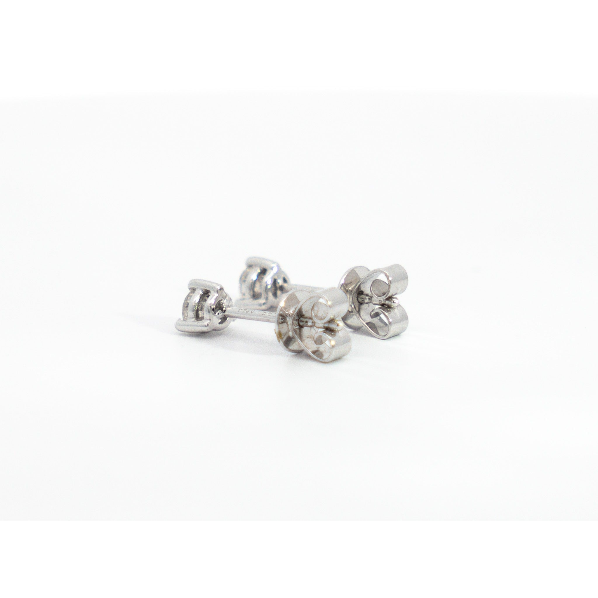 1/3 Carat Natural Diamond 3-Prong Stud Earrings 4mm in 14K White Gold