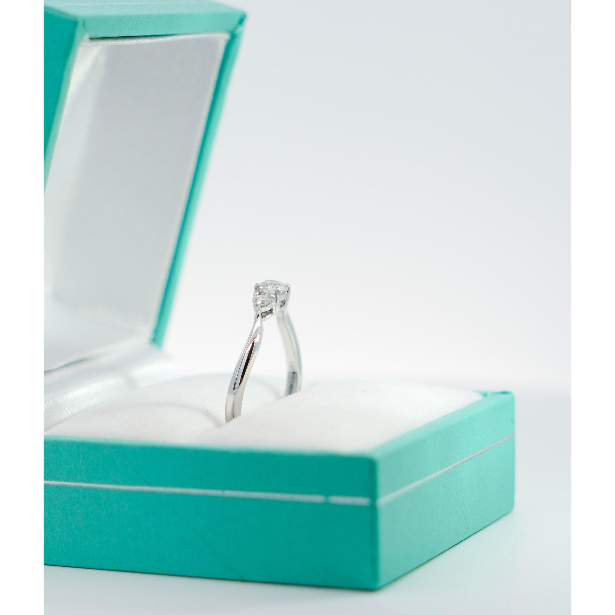 1/3 Carat Natural Diamond Mini 3-Stone Curved Ring in 14K White Gold