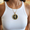 14K Gold Christian Medallion "Cupid" and Black Onyx Medallion Pendant