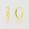 14K Gold Diamond Cut 13mm Huggie Hoop Earrings