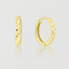 14K Gold Diamond Cut 13mm Huggie Hoop Earrings