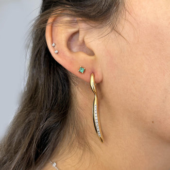 14K Gold Open Twisted Drop Earrings With Diamond Pave - Made in Italy – Assay Jewelers