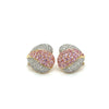 Boucles d'oreilles clips en forme de cœur en cluster avec saphirs roses et diamants en or 14 carats