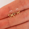 14K Gold Ribbon Stud Earrings 10mm Screw Back Closure
