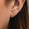 14K Gold Ribbon Stud Earrings 10mm Screw Back Closure