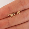 14K Gold Ribbon Stud Earrings 10mm Screw Back Closure