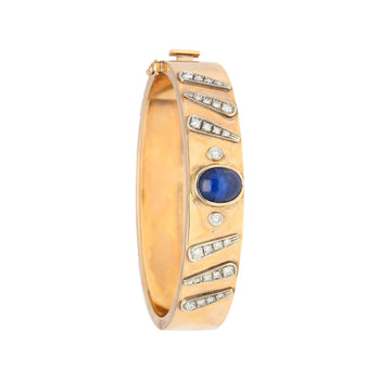 14K Rose Gold Backrach Signed Sapphire and Diamond Bangle Bracelet – Assay Jewelers